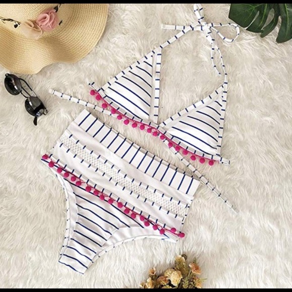 Retro Pom Pom High Waist Bikini - Picture 7 of 8